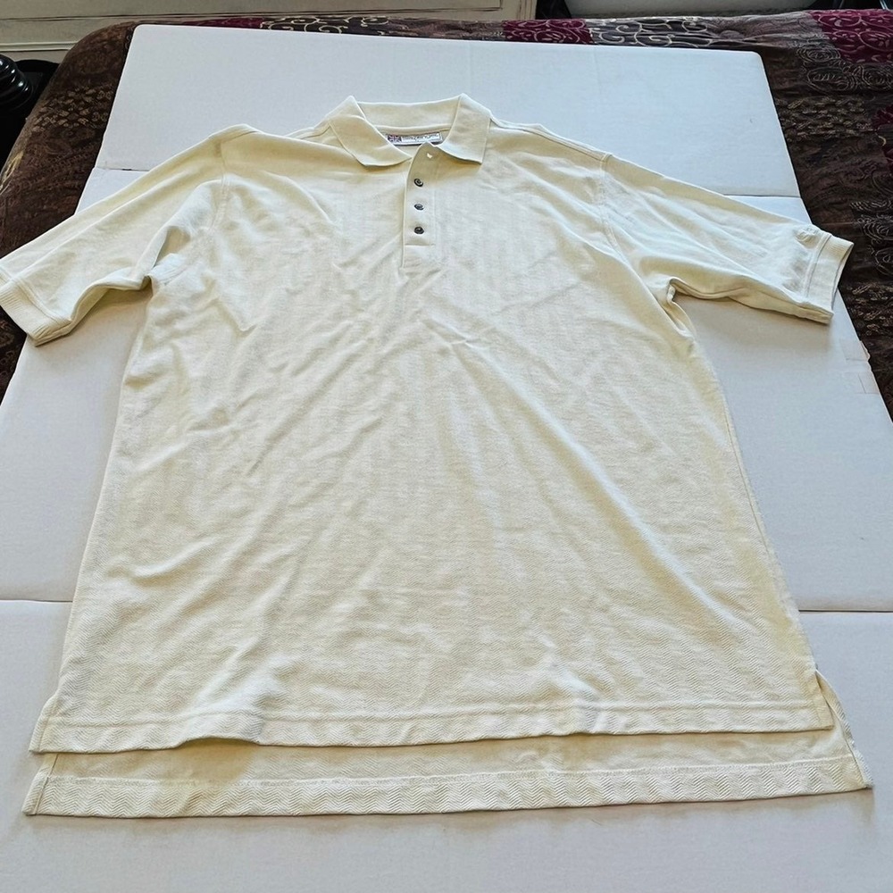 Slazenger cream men's XL herringbone‎ short sleeve polo vintage knit polo shirt